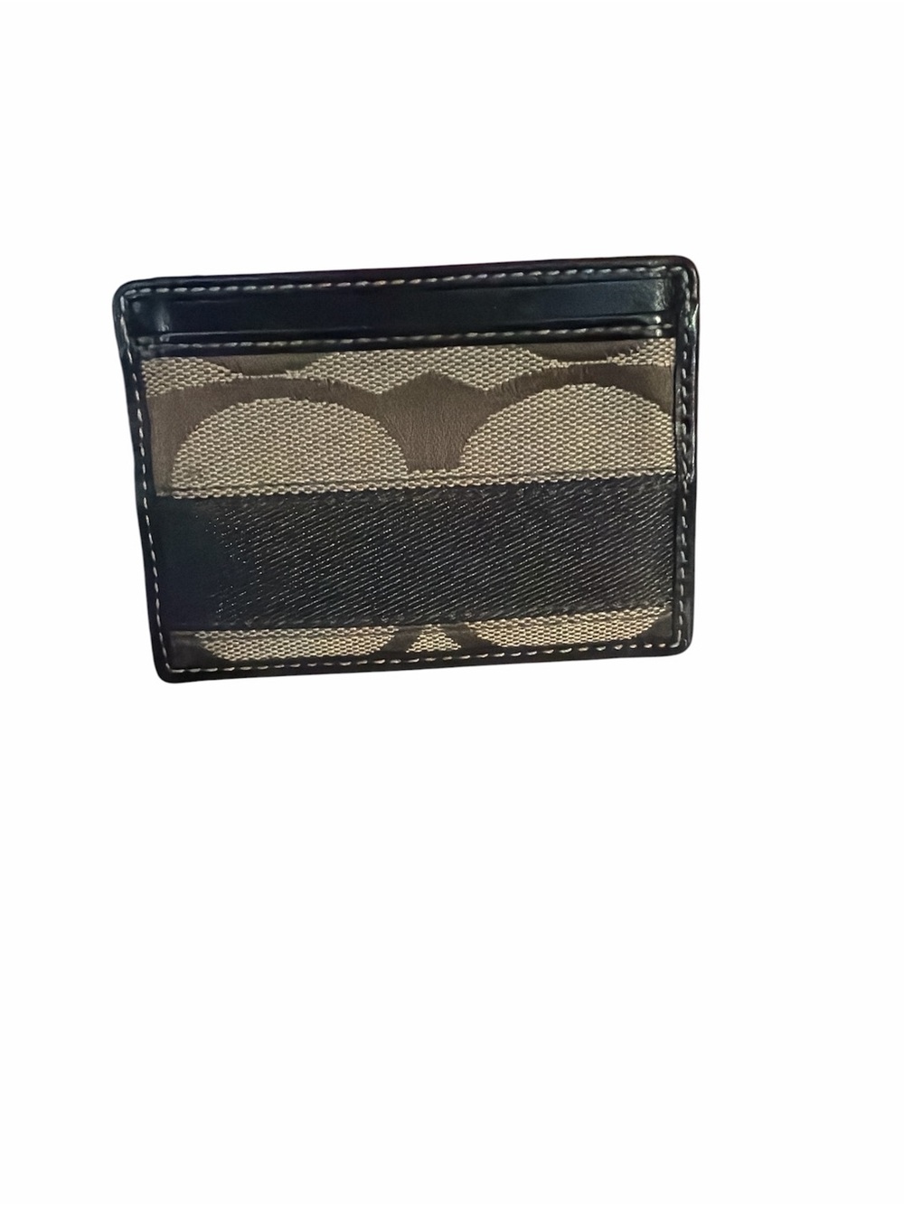 Coach Signature Canvas Card Holder in Brown and Black
